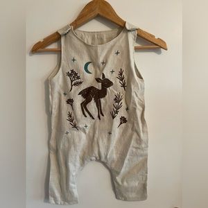 Sister Nettle Artisan Hand Stamped Onesie Toddler One Piece Playsuit Deer Fawn